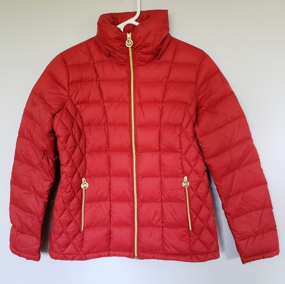 MICHAEL Michael Kors Jackets & Blazers - Micheal Micheal Kors Packable Down Puffer Jacket Short Red Gold Sz Small